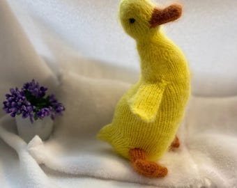 Hand-Knitted Realistic Yellow Duckling, Soft Plush Toy, Unique Gift for Duck Lovers Christmas & Birthday Gift basket,Knit duck toy, Toy gift