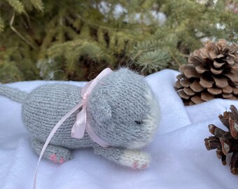 Handgestricktes Kätzchen Spielzeug Realistisches kleines schlafendes Kätzchen | Weiches Plüsch-Katzenspielzeug | Strickspielzeug-Kollektion | Weihnachten & Geburtstagsgeschenkkorb