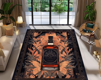 Whiskey Bottle Accent Rug, Bar Lounge Decor