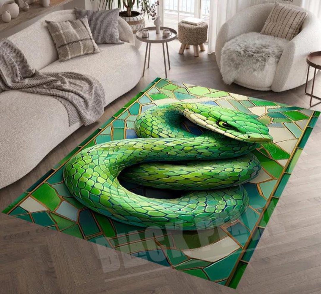 3D Green Snake Rug: Animal Reptile Area Rug - Etsy
