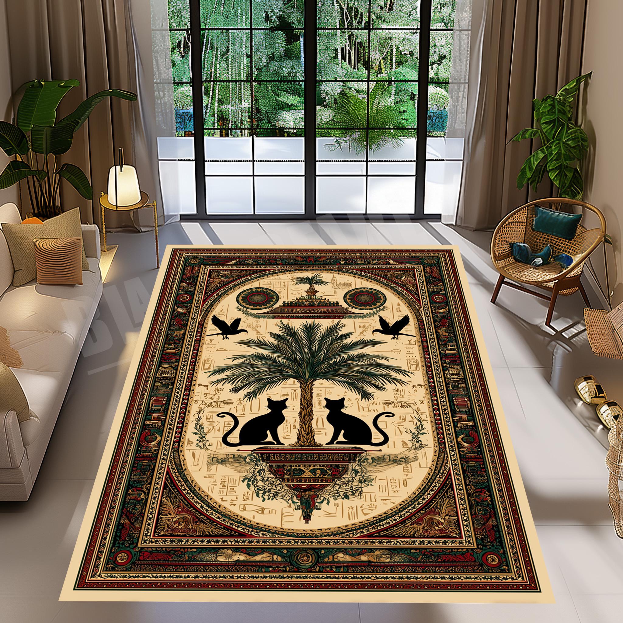 Tapisserie égyptienne Tissée Main - Kilim Laine - Art Mural 1,9 Pied - Décor Ethnique