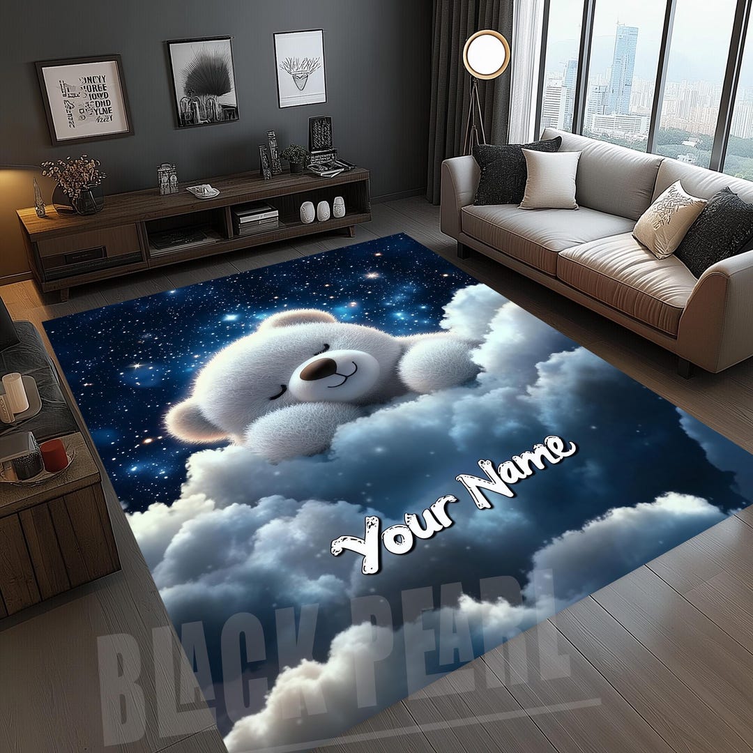 Custom Rugs For Baby Custom Bear Rug: Baby Room Decor, Cloud Design - Etsy