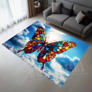 Butterfly Rug, Sky Design Rug, Cloud Decor Rug, Kids Room Rug, Home Decor Rug, Color Butterfly Rug,Mosaic Butterfly Rug,Animal Rug,Butterfly