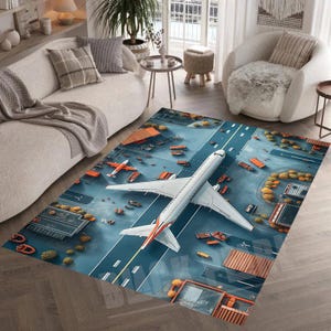 Airplane Runway Rug: Aviation Decor, Kids Play Mat