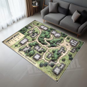Dungeons Dragons Teppich, Spielzimmerteppich, Ruinen von Thundertree Map Rug, DND Map Rug, Game Map, Jungenzimmerteppich, Gamerteppich, Fantastisches Geschenk für Ihn