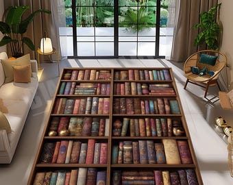 Bookshelf Pattern Rug - Library Home Decor Area Rug