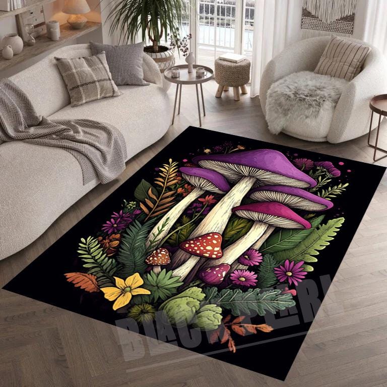 Mystical Mushroom Welcome Fußmatte – Fantasy-Design Für Den Innenbereich, Dark Forest Serie