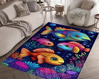 Colorful Fish Area Rug: Modern Home Decor