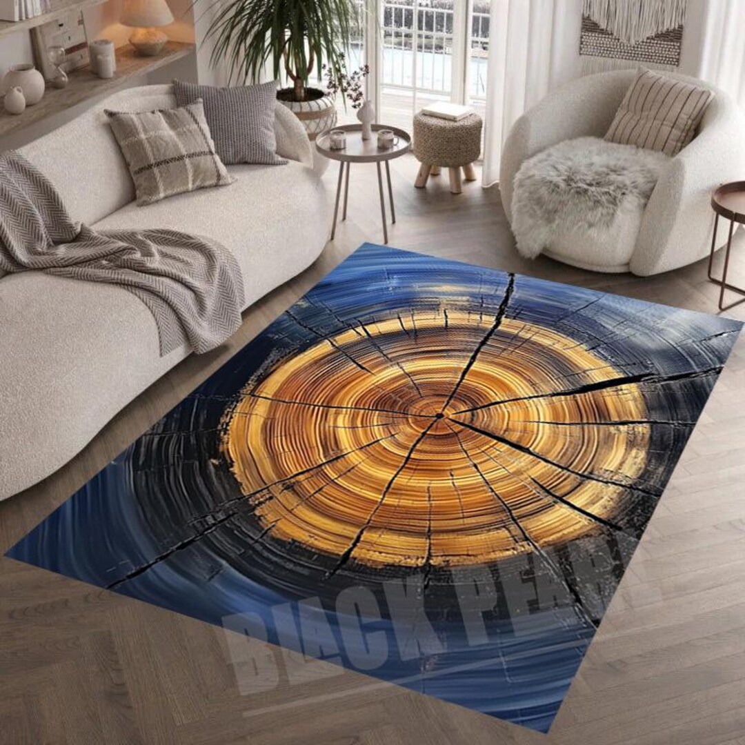 Tree Ring Old Log Rug, Tree Ring Decor Rug, Tree Ring Design Rug, Home ...