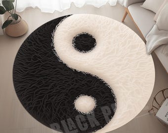 Okrągły dywan Yin Yang: czarno-biały, nowoczesny wystrój domu