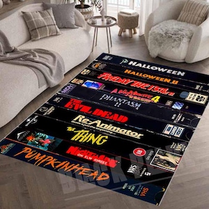 Horror Movie VHS Rug: Retro Cinema Room Decor
