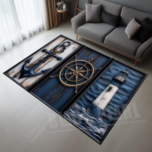 Anchor Rug, Rudder Rug, Sailor Decor Rug, Nautical Rug, Lighthouse Rug, Sea Rug, Anchor Design Rug, Sea Decor Rug, Anchor Pattern Rug