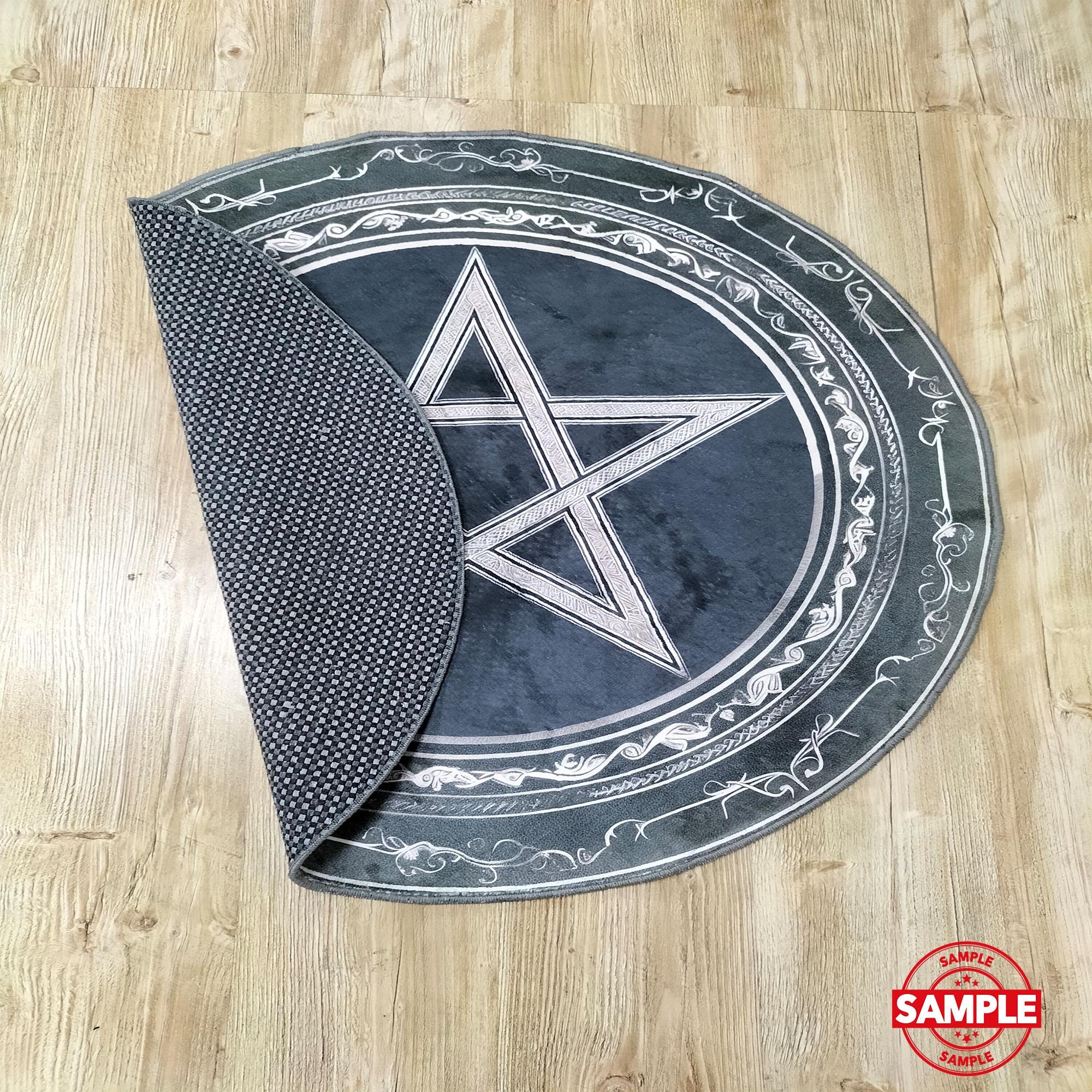 Pentagram Rug Design Gothic Pentagram Round Rug: Protection Symbol, Devil's Trap Design - Etsy