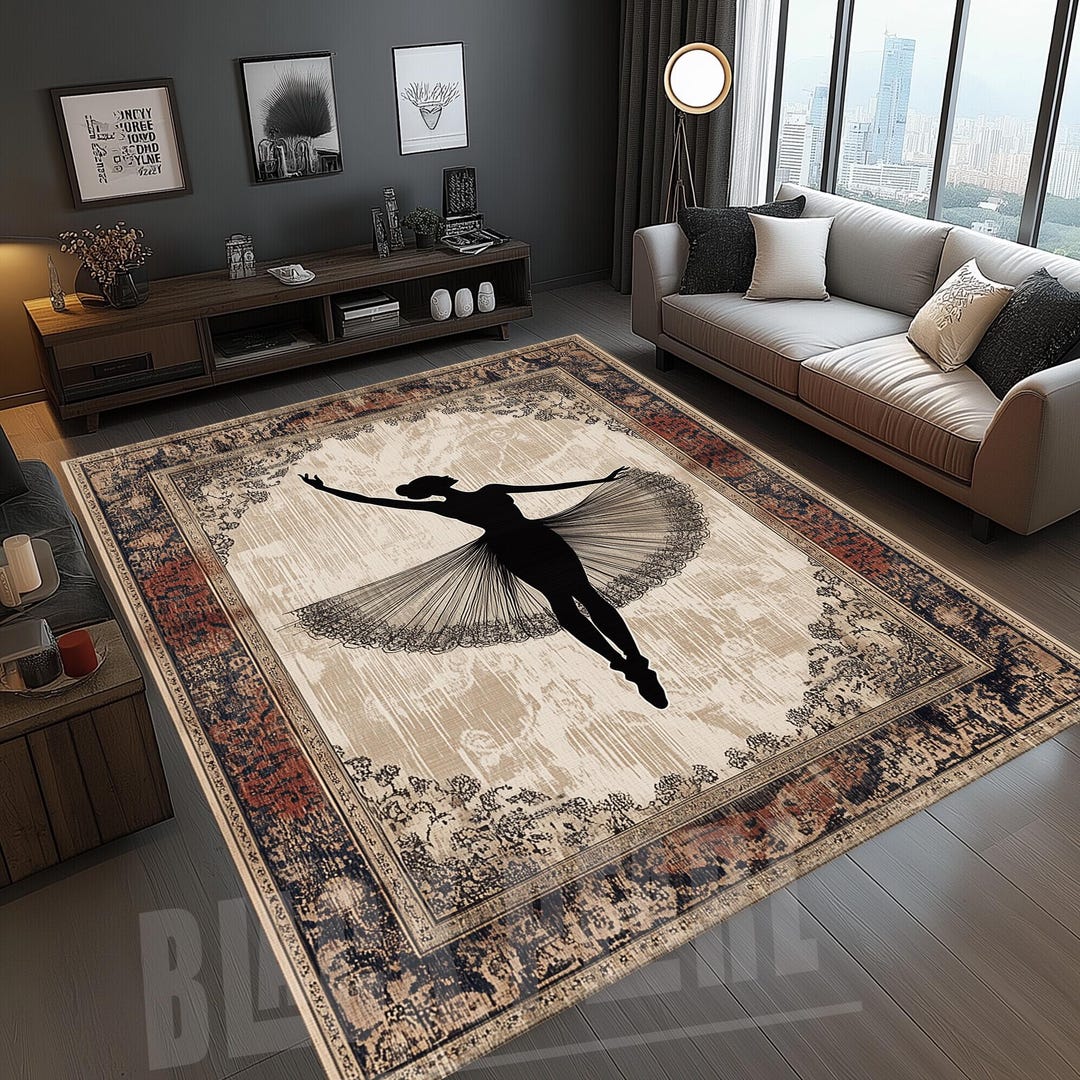 Vintage Ballerina Rug, Elegant Ballet Art, Chic Home Decor - Etsy