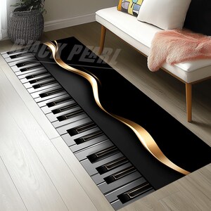 Piano Keys Runner Rug: Gold Music Room Decor