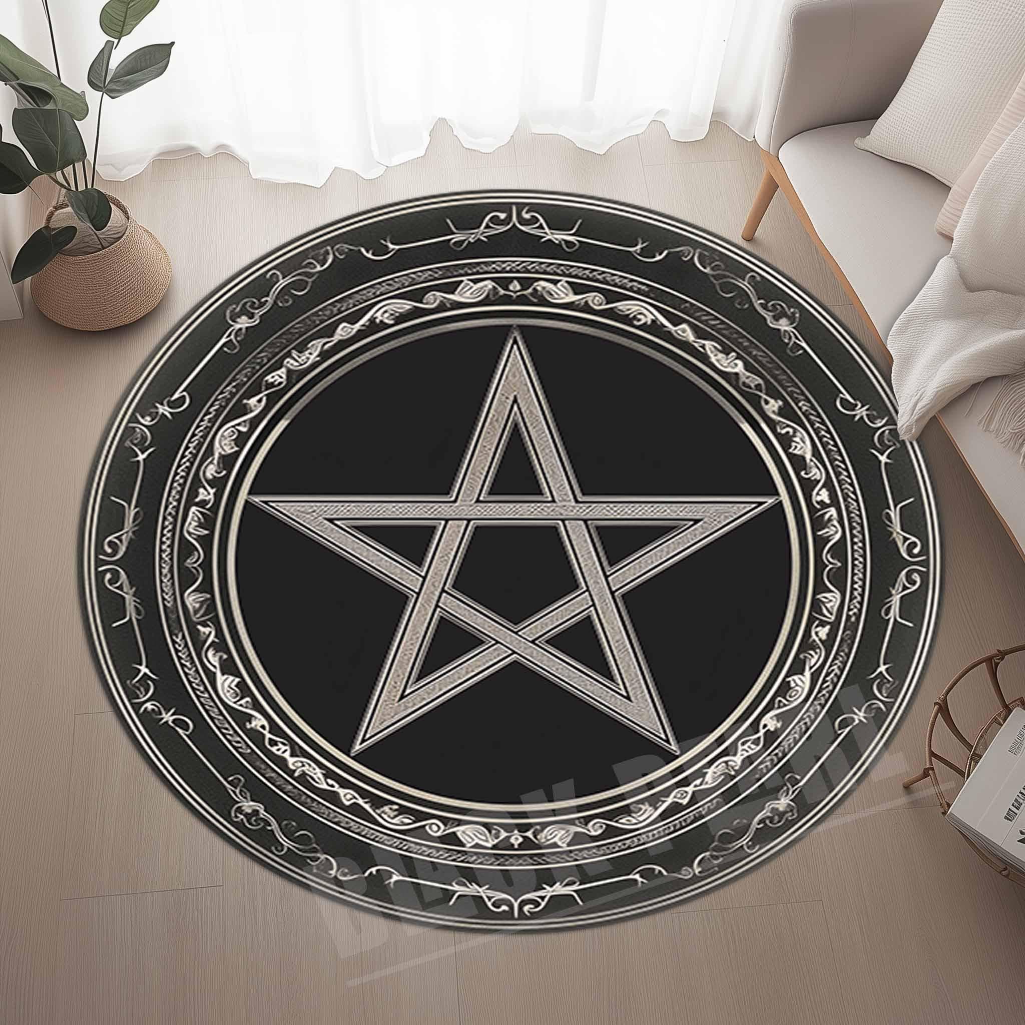 Pentagram Rug Design Gothic Pentagram Round Rug: Protection Symbol, Devil's Trap Design - Etsy