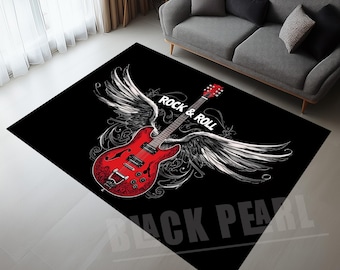 Rock and Roll Guitar Rug: Music Room Decor, Custom Area Rug