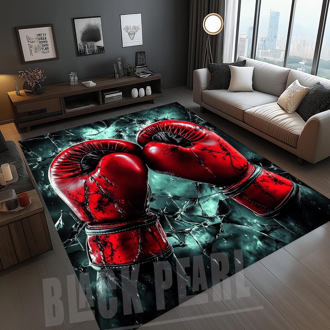 Red Boxing Gloves Rug, Fight Arena Carpet, Knockout Sport Home Decor - Etsy
