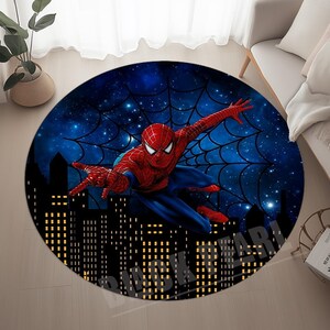Tapis Spider Man, Spider Man rond, carpette Spider Man, tapis de chambre d&#39;enfants, tapis de chambre de garçons, tapis cadeau garçons, tapis design super héros, tapis rond