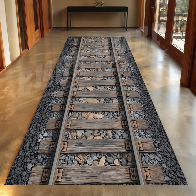 Model Train Rugs Train Tracks Runner Rug, Railroad Design, Kids Playroom - Etsy