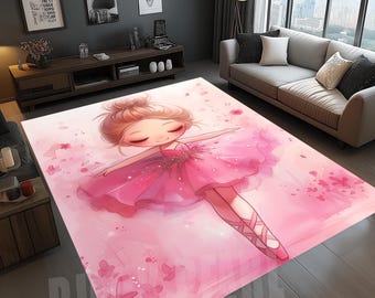 Pink Ballerina Rug: Velvet Ballet Play Mat, Nursery Decor