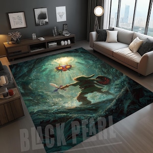 Legend of Zelda Rug: Game Room Decor, Non-Slip Velvet