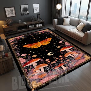 Butterfly Mushroom Rug: Forest Animal Design, Living Room Decor