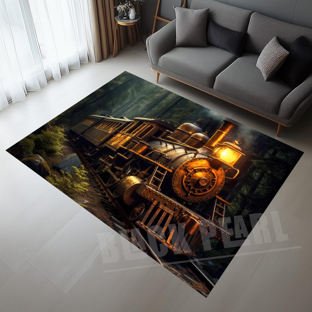 Model Train Rugs Steam Train Rug: 3D Print Velvet Area Rug - Etsy