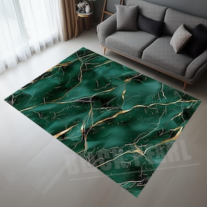 Tapis en marbre vert : décoration d&#39;intérieur moderne, texture velours