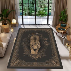 3D Tiger Print Rug: Non-Slip Velvet Animal Decor