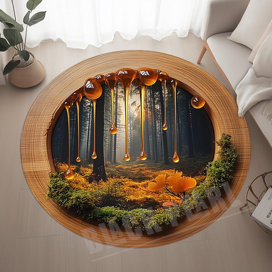 Tree Ring Log Rug, Tree Ring Round Rug, Honey Decor Rug, Tree Ring Area ...