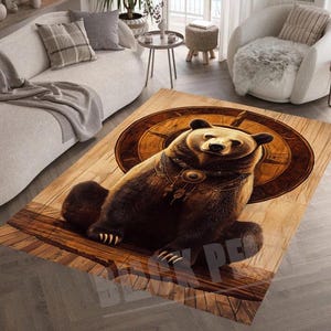 Bear Rug, Wild Life Rug, Bear Decor Rug, Bear Area Rug, Bear Design Rug, Creative Bear Rug, Bear Themed Rug, Bear Texture Rug,Brown Bear Rug