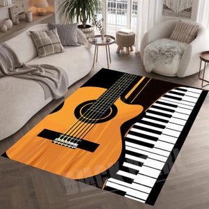 Guitar Rug, Piano Keys Rug, Music Themed Rug, Music Room Rug, Music Rug, Music Modern Rug, Home Decor Rug, Guitar Design Rug,Piano Decor Rug