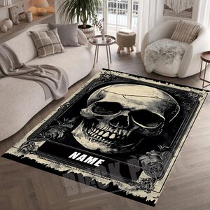 Skull Area Rug: Modern Gothic Home Decor, Teen Room Rug