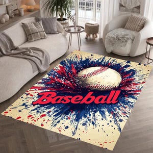 Baseball Ball Rug, Baseball Decor Rug, Sport Rug,Play Room Rug,Baseball Lovers Rug,Baseball Player Rug,Kids Room Rug,Home Decor Rug,Play Rug