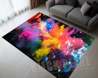 Colorful Abstract Art Rug: Modern Velvet Decor