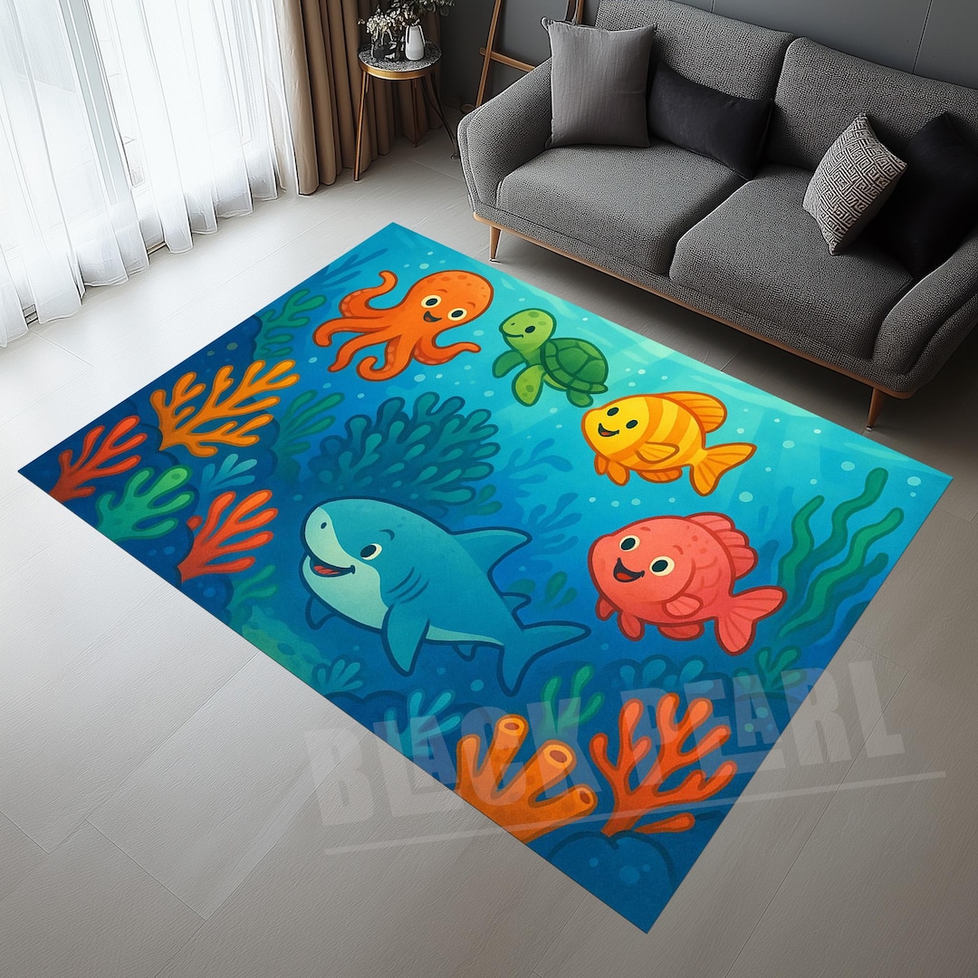 Whimsy Fish Rugs Colorful Fish Kids Rug: Aquarium Nursery Decor - Etsy