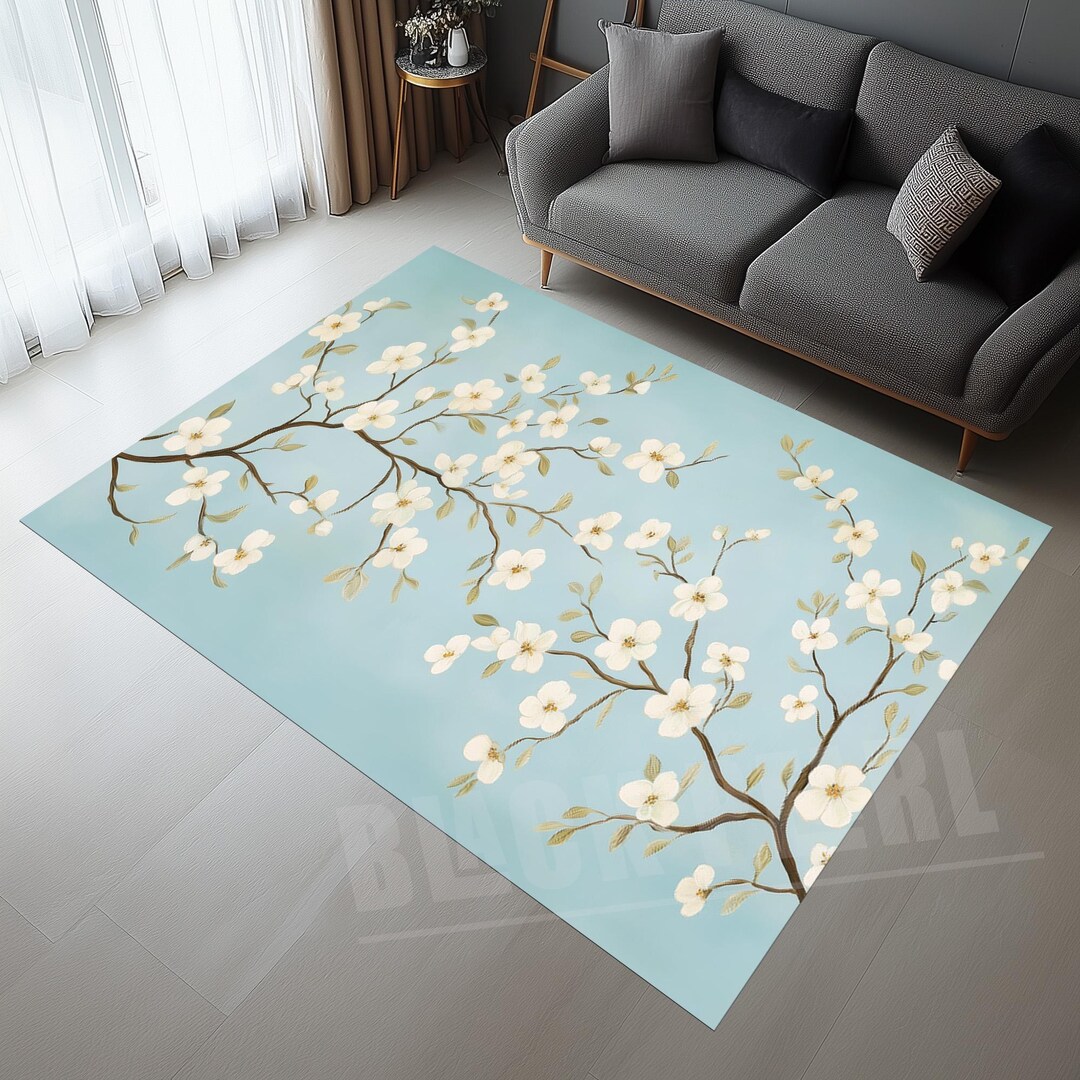 Sakura Rug Cherry Blossom Rug: Japanese Sakura Floral Velvet Area Rug - Etsy