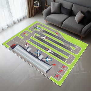 Airport Runway Rug: Kids Play Carpet, Airplane Decor