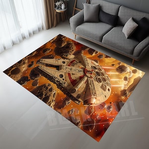 Millennium Falcon Rug: Star Wars Decor, Non-Slip Velvet