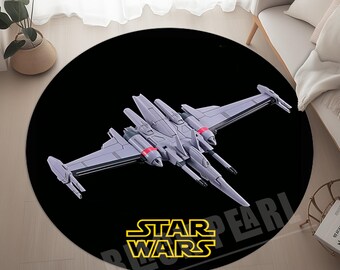 Millennium Falcon Rug: Star Wars Movie Decor, Round Velvet Carpet