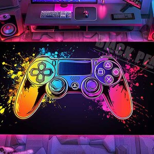 Gamer Rug: Colorful Controller Design, Play Room Decor