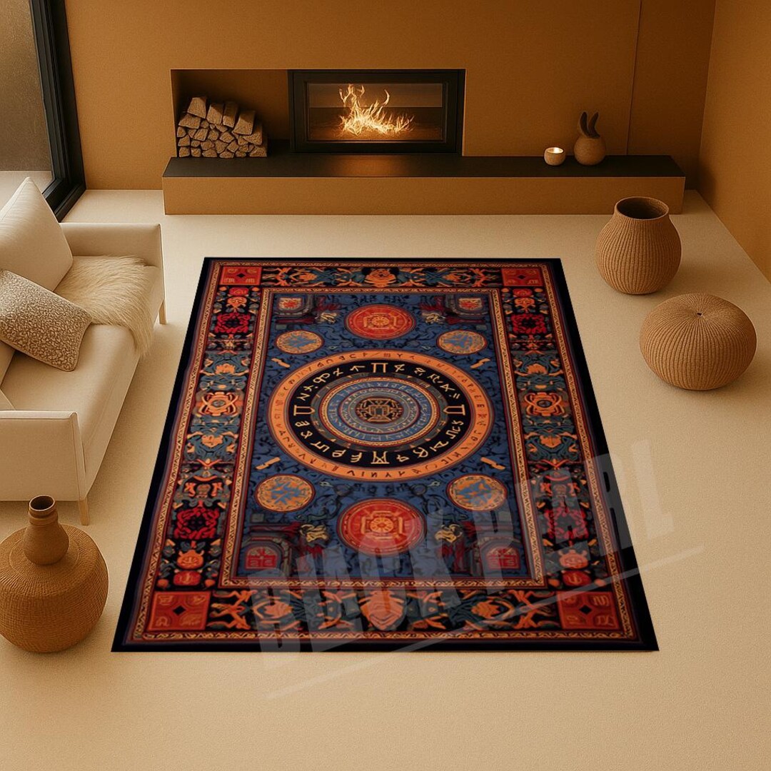 Rune Rug Celtic Runes Rug: Mystic Medieval Tapestry, Woven Knots - Etsy