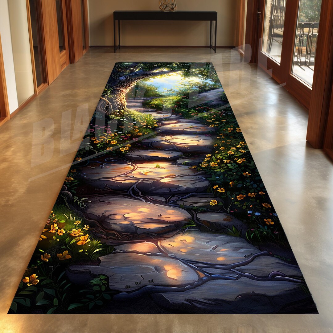 3d Pattern Runner Rug Floral Forest Runner Rug: 3D Print, Non-slip Cotton Base - Etsy