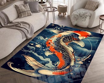 Koi Fish Rug: Japanese Style Ocean Design