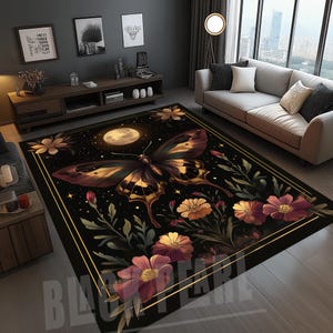 Gothic Butterfly Velvet Rug: 3D Digital Print, Non-Slip Cotton Base