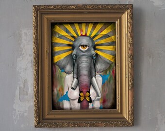 Elephant painting, fine art, artwork, instant download