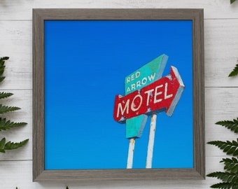 Red Arrow Motel Painting; Vintage Motel Sign; Motel Art