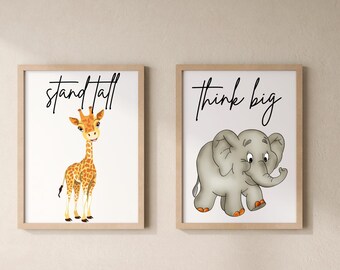 Nursery wall decor, nursery wall art, nursery digital wall art, animal safari wall art, baby room wall art