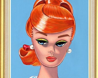 Barbie Art Original Oil Painting of Retro Silkstone Doll Red Hair in Mount  Prints & Aceo also available